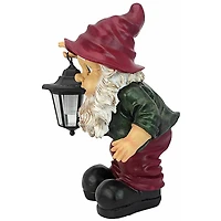 Design Toscano 16" Edison with the Lighted Lantern Garden Gnome Statue