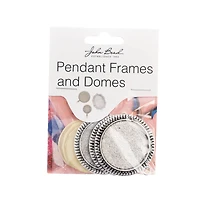 John Bead 32mm Antique Silver Round Pendant Frames, 3ct.