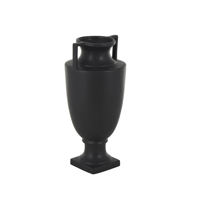 22" Black Ceramic Sleek Amphora Vase