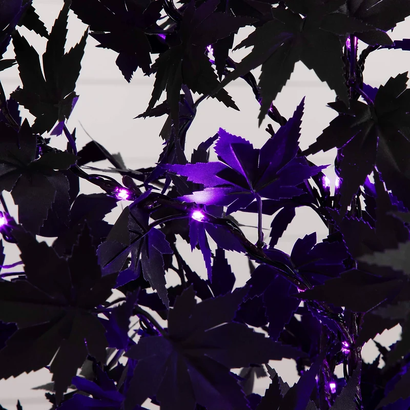 6ft. Pre-Lit Artificial Halloween Black Maple Tree with 300 Orange & Purple LED Lights