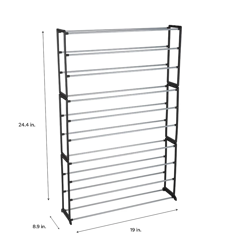 Simplify Black 50 Pair Shoe Organizer Rack