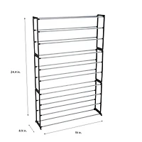 Simplify Black 50 Pair Shoe Organizer Rack