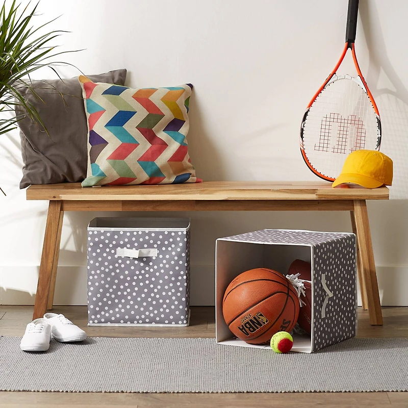 DII® 13" Gray & White Dots Storage Cube, 2ct.