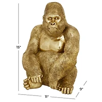 15" Gold Traditional Gorilla Sculpture