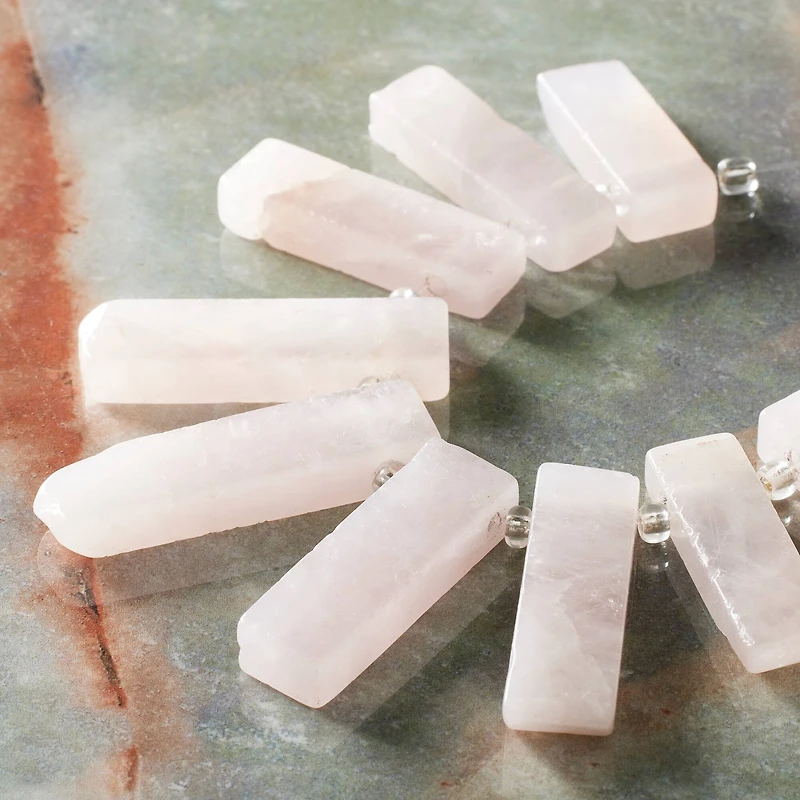 12 Pack: Sedona Rose Quartz Stick Beads, 14mm by Bead Landing™