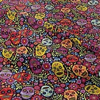 Camelot Fabrics Black Sugar Skulls Cotton Precut Fabric
