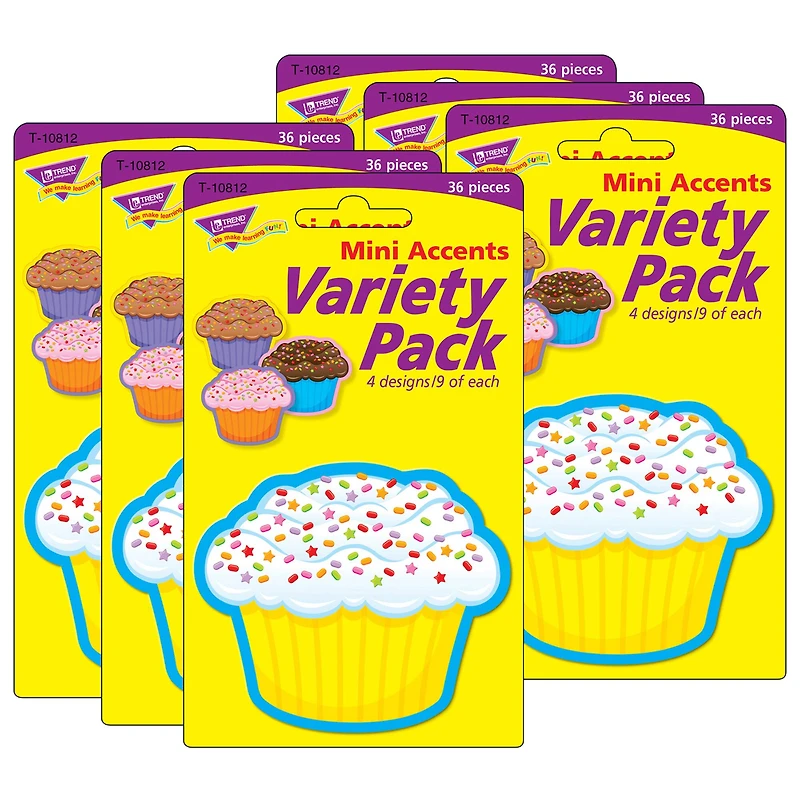 Trend Cupcakes Mini Accents Variety Pack, 6 Packs of 36
