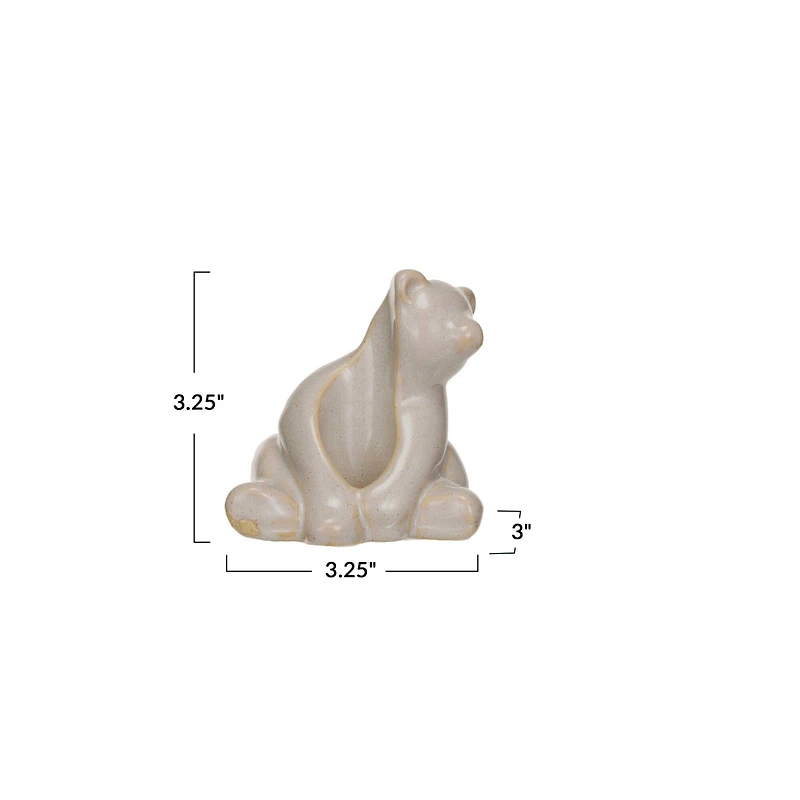 Hello Honey® 3.25" White Stoneware Bear Taper Candleholder with Reactive Glaze