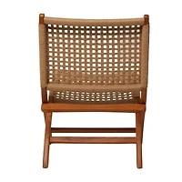 35" Brown Wood Handmade Woven Accent Chair