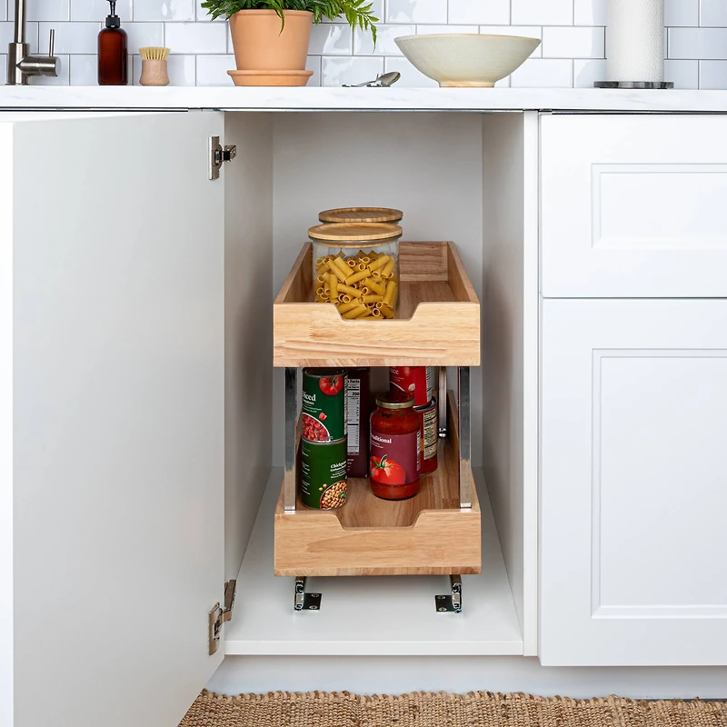 Household Essentials Glidez Wood 2-Tier Cabinet Organizer
