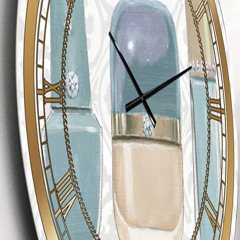 Designart 'Glam Cosmetics Blue Accessories Glam Wall Clock