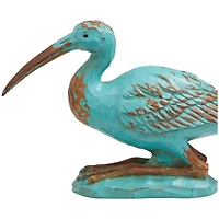 7" Teal & Brown Distressed Bird Sculpture