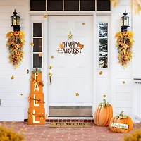 Glitzhome® 2ft. Fall Metal Embossed Glitter Pumpkin Yard Stake, 2ct.