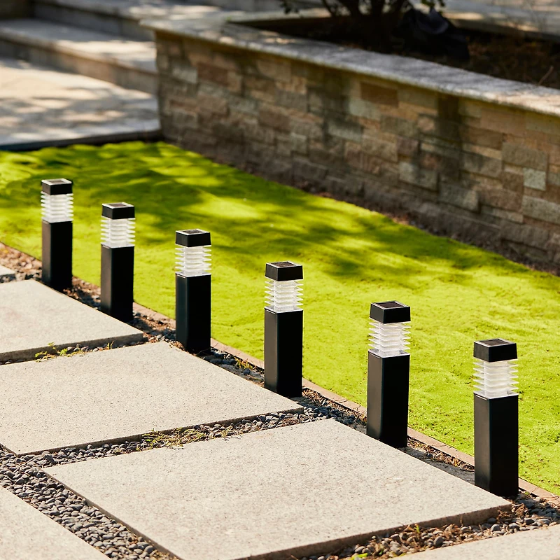 Glitzhome® 15.25" Solar Powered Transparent Texture Lens Pathway Stake Lights, 6ct.