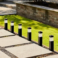 Glitzhome® 15.25" Solar Powered Transparent Texture Lens Pathway Stake Lights, 6ct.