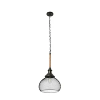 Hello Honey® Robert Stevenson Lighting Martha 26" Black Woven Metal & Natural Rope Ceiling Light