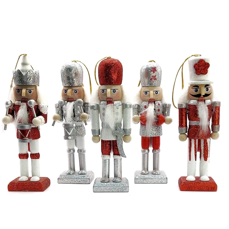 Wizardi 4.92" Classic Wooden Christmas Festive Decoration Nutcracker Set