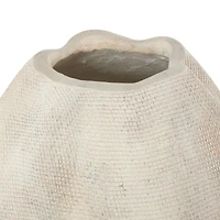 17" Cream Checkered Patterns Magnesium Oxide Decorative Vase