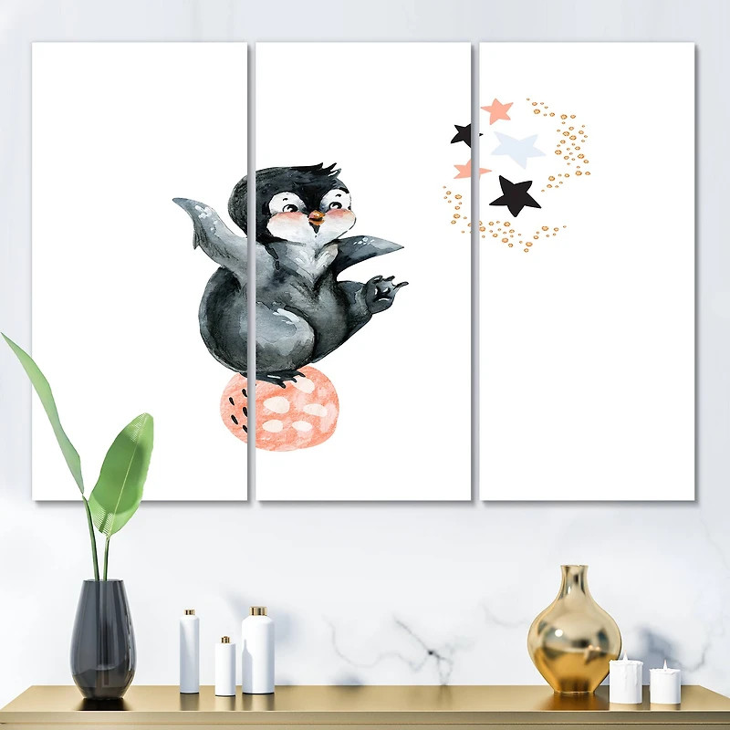 Designart - Little Penguin With Stars and Planets II