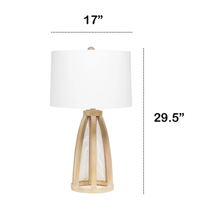Lalia Home 29" Wooded Arch Table Lamp with White Fabric Shade
