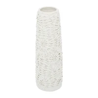 White Ceramic Contemporary Vase, 17" x 6" x 6"