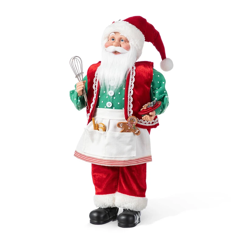 Glitzhome® 18"H Faux Fur Christmas Chef Santa Figurine