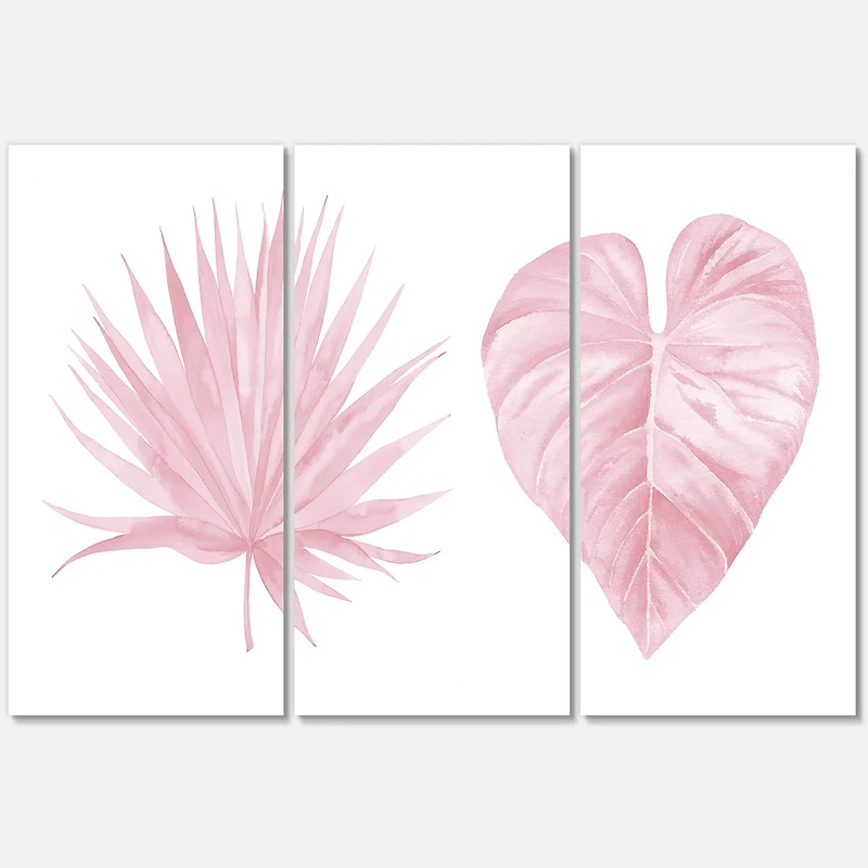 Designart - Tropical Pink Watercolour Leaves II