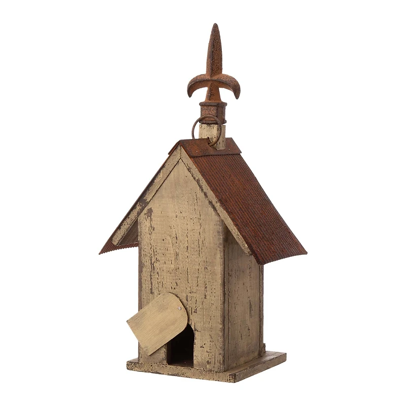 Glitzhome® Tall Distressed Wood Church Bird House