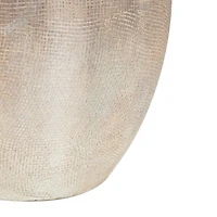 17" Cream Checkered Patterns Magnesium Oxide Decorative Vase