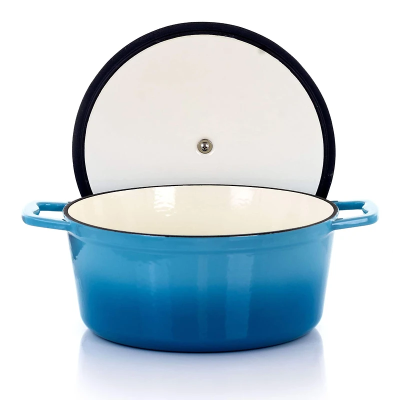 MegaChef Blue Enameled Cast Iron Casserole