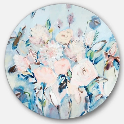 Designart - Abstract Pink Flowers Farmhouse Waterpainting