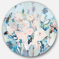 Designart - Abstract Pink Flowers Farmhouse Waterpainting