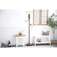 Brown Glass Traditional Floor Lamp, 70" x 19"