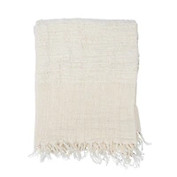 Hello Honey® Cream & Natural Stripes & Fringe Woven Linen Throw Blanket