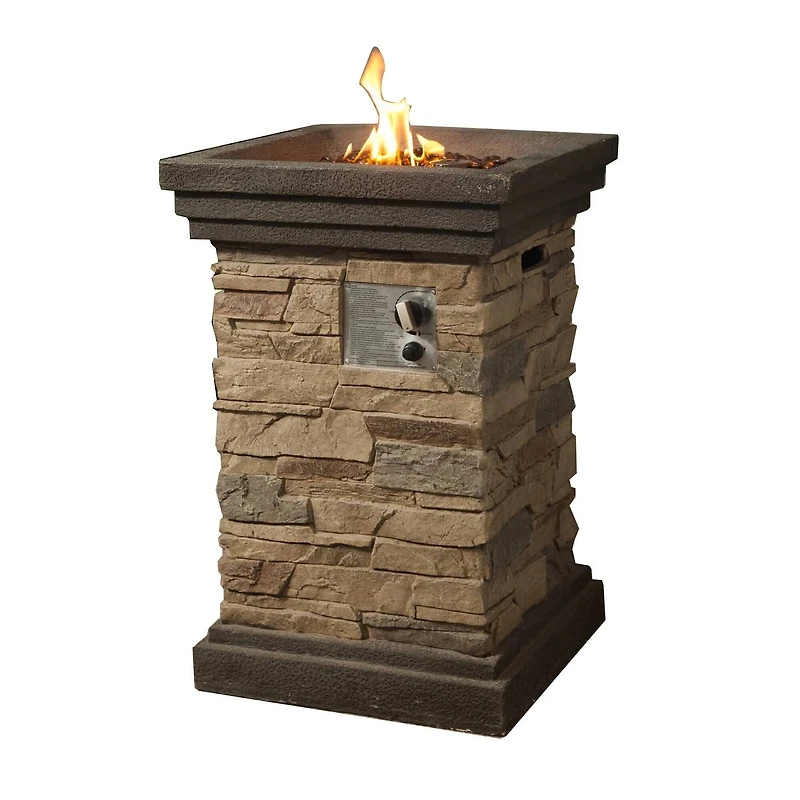 29" Classic Stone Column Gas Fire Pit