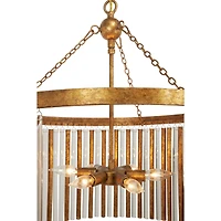 Gold Iron Glam Drum Chandelier, 25" x 22" x 22"