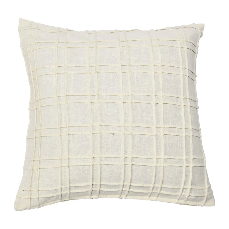 Hello Honey® 20'' Square Plaid Pleated Cotton Pillow Cover