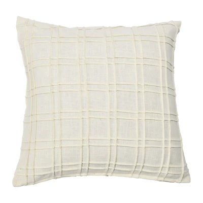Hello Honey® 20'' Square Plaid Pleated Cotton Pillow Cover