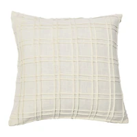 Hello Honey® 20'' Square Plaid Pleated Cotton Pillow Cover