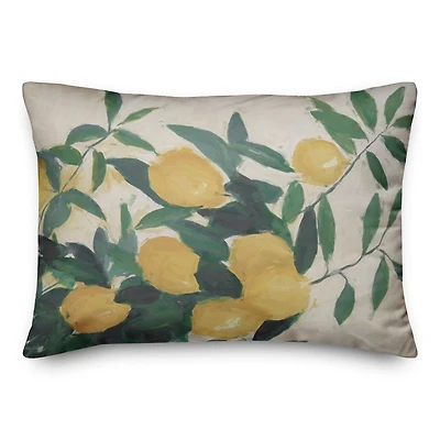 Painterly Lemon Print Throw Pillow