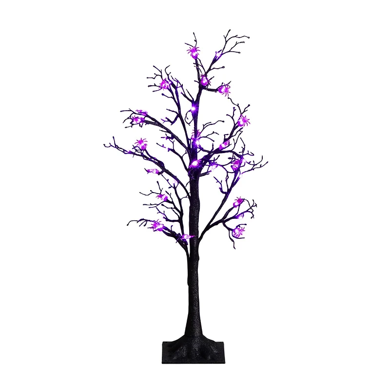 3ft. Pre-Lit Artificial Halloween Spider Twig Tree with 36 Purple LED Lights