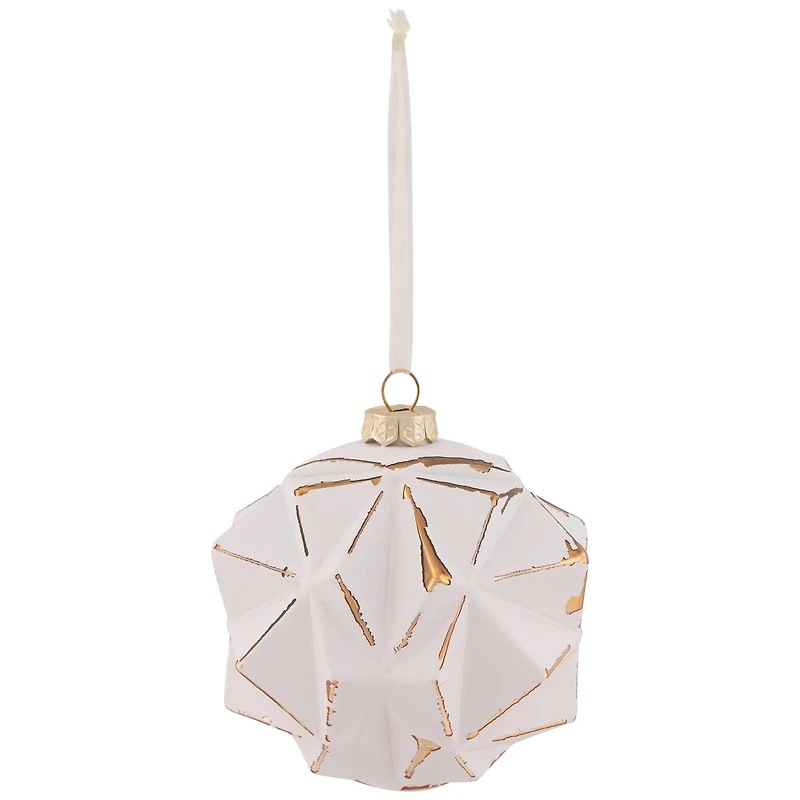 4" Pink & Gold Geometric Glass Ball Ornament