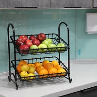18.5" Black 2-Tier Metal Removable Baskets