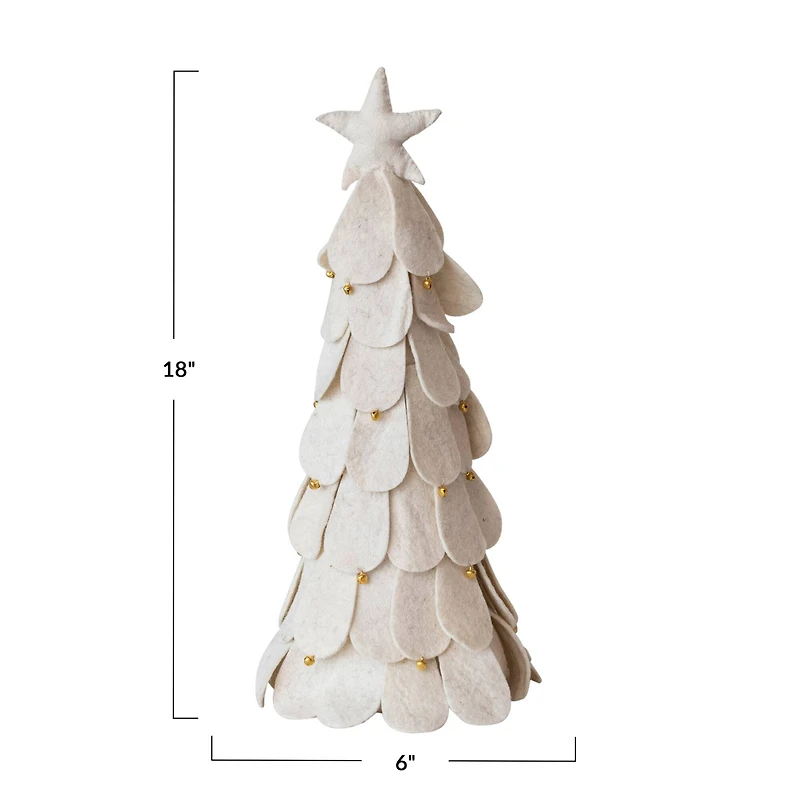 Hello Honey® 18" Handmade Wool Felt Christmas Tree with Star & Gold Jingle Bells