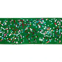 2.5"  20ft. Green Confetti Wired Glitter Ribbon by Celebrate It®