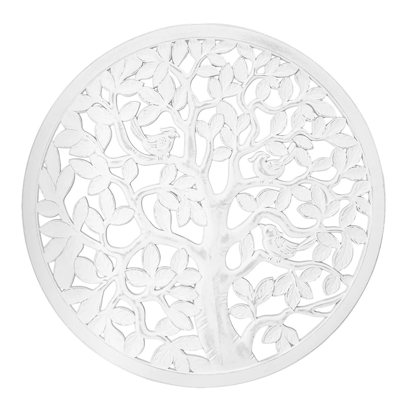 American Art Décor™ 31" Boho Tree Birds Round White Distressed Medallion Wall Art