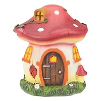 6.25" Red Mushroom House Outdoor Garden Statue