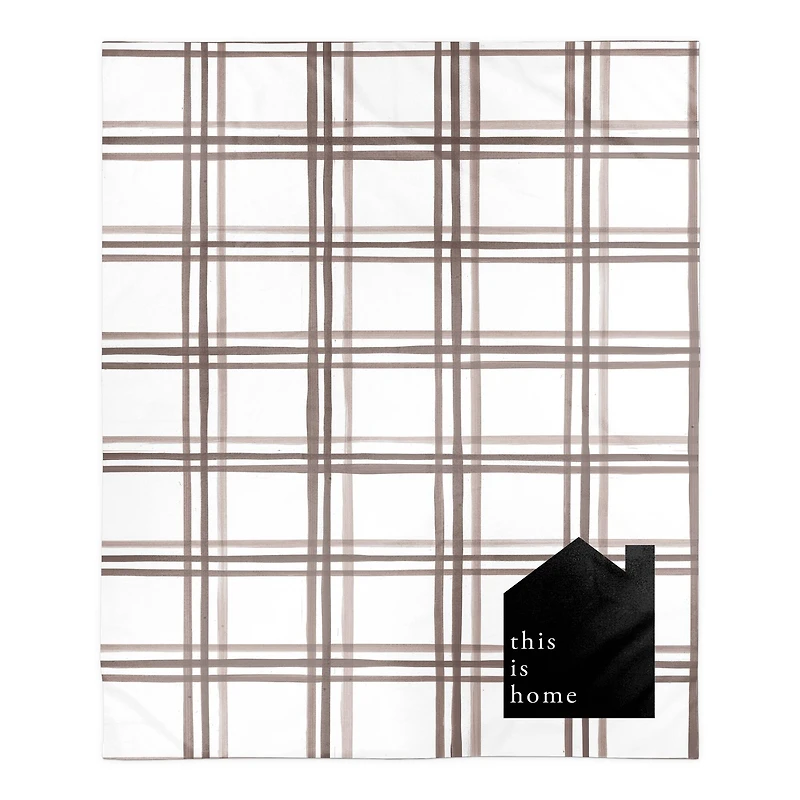 Brown & White Plaid This is Home Sherpa Fleece Blanket