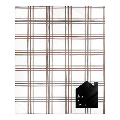 Brown & White Plaid This is Home Sherpa Fleece Blanket
