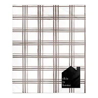 Brown & White Plaid This is Home Sherpa Fleece Blanket